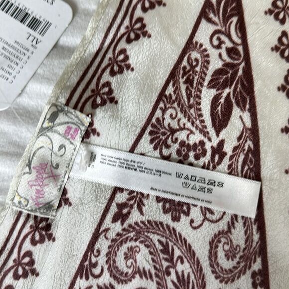 free people OS Ivory Burgundy SO PAISLEY Floral Triangle Bandana Scarf - Picture 8 of 9